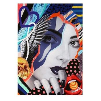 Tableau "Street Art Lady" avec Lolly coloré 70x100cm4033 2
