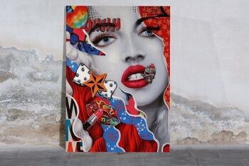 Tableau "Street Art Girl" rouge à lèvres 70x100cm4034 1