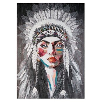Tableau "Femme indienne" noir/blanc/coloré 70x100cm4035 1