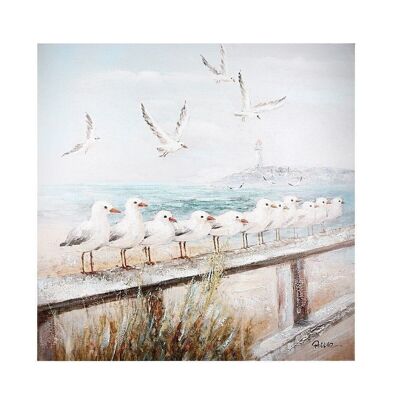 Picture "Seaside" blue/white/grey, seagulls 60x60cm4036