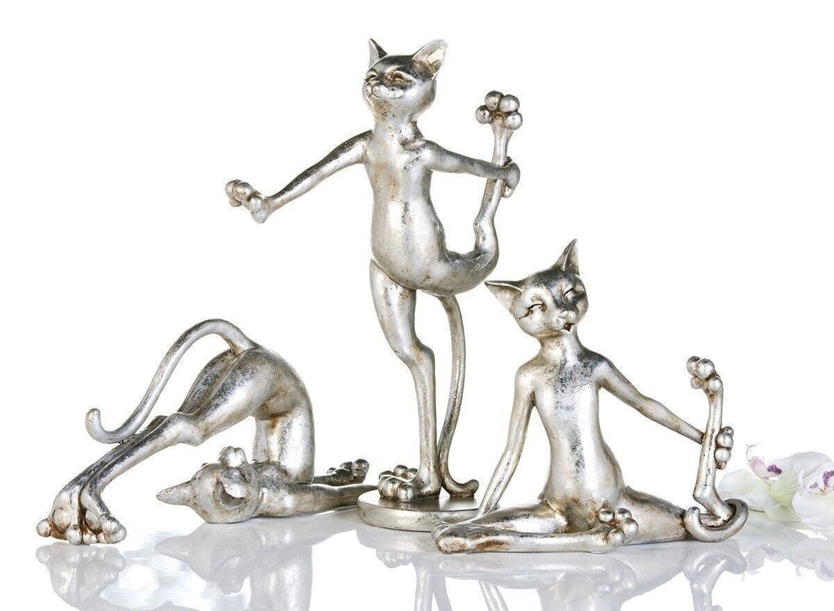 Figura "Cat Aerobics" poly, finitura anticata VE 3 so4128