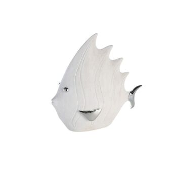 Figurine"Poisson",poly,blanc/argent,H.33cm4147 2