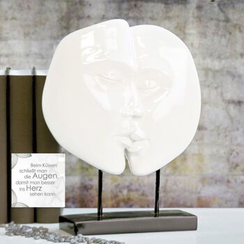 Sculpture "Visages" Poly, blanc, B.22 cm de hauteur.28cm4151 4