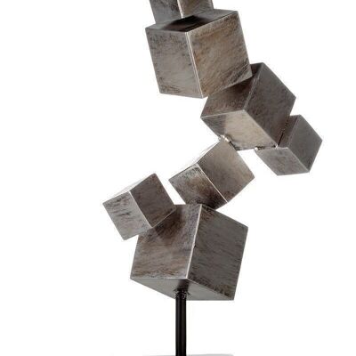 Sculpture"Cubes"métal,argent vieilli4224