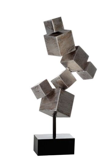 Sculpture"Cubes"métal,argent vieilli4224 1