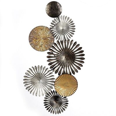 Metal wall relief "Rustic" with round objects4238