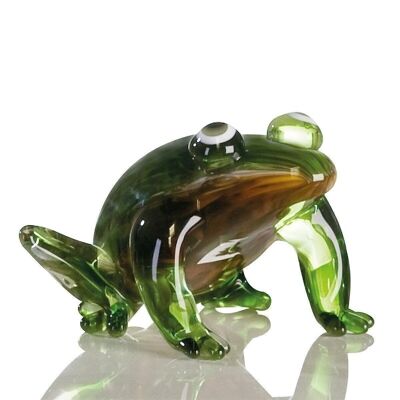 Glass sculpture "Frog" brown/green 4315