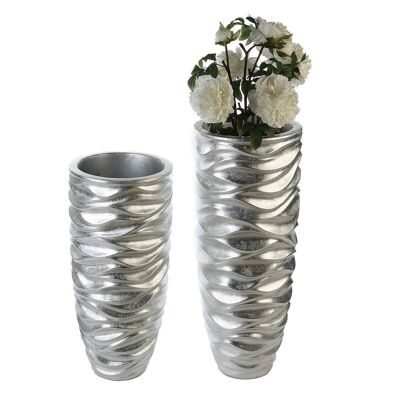 Planter "Waves" silver, D.35cm H.76cm4328