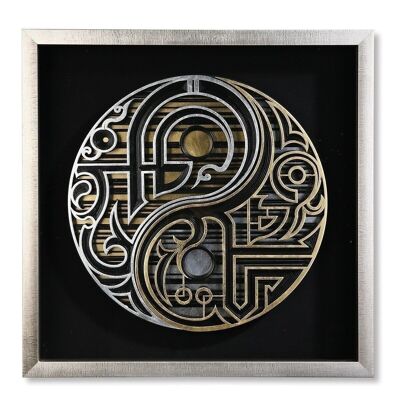 Wood/glass wall object "Dao"4442