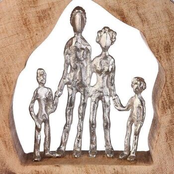 Sculpture "Famille" bois argenté/aluminium. H.28cm4443 4