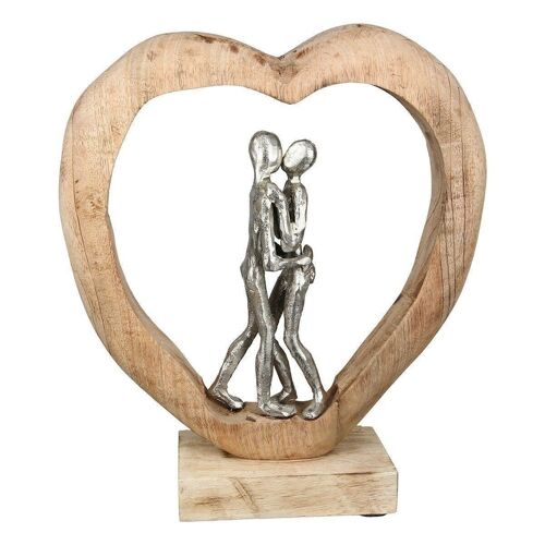 Skulptur"First Kiss"Mangoholz/Alu H.34cm4449