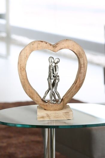 Sculpture "Premier Baiser" manguier/aluminium H.34cm4449 2