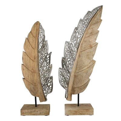 Sculpture Leaf "Jali"Mango wood/Alu H.52cm4461