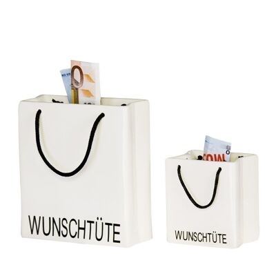 Money box "wish bag", porcelain white VE 24561
