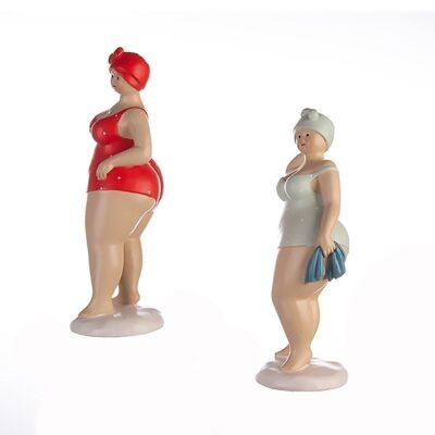 Figur"Tante Elli",Poly,rot/mint VE 2 so4634