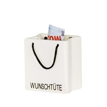 Tirelire "wish bag" blanc, porcelaine VE 64737 1