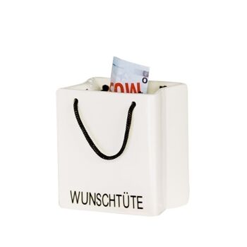 Tirelire "wish bag" blanc, porcelaine VE 64737 2
