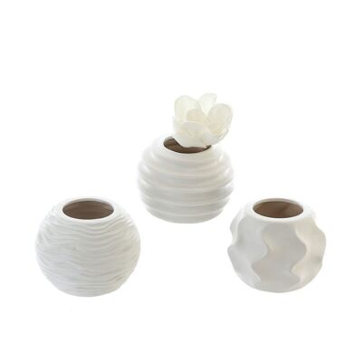 Vaso in ceramica "Floris", bulboso, bianco VE 3 so4747