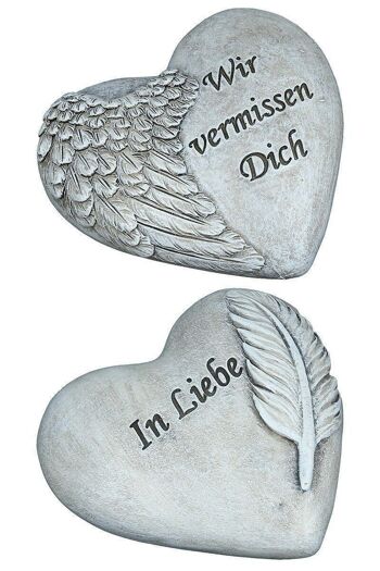 Coeur commémoratif poly avec ailes et plume VE 12 so4800 2