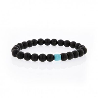 Bracelet Lucky Homme onyx et turquoise