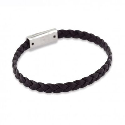 Men's braided bracelet in black leather