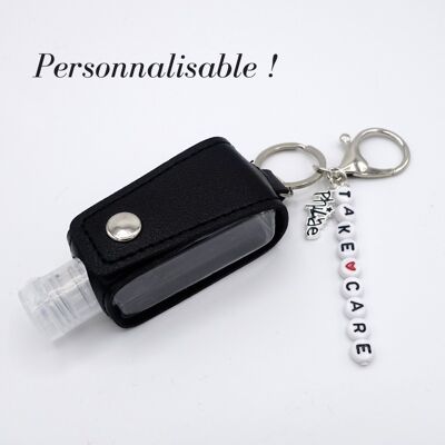 Customizable black and silver gel keychain