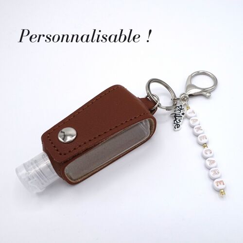 Porte-clé gel camel et argent personnalisable