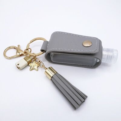 Gray and gold padlock gel keyring