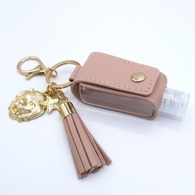 Gold and powder pink lion gel key ring