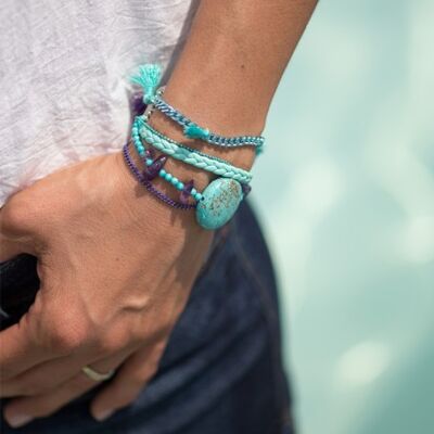 Women's turquoise and amethyst magnetic cuff bracelet