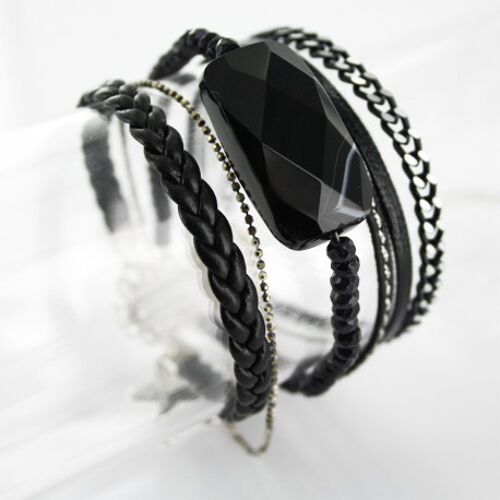 Bracelet Femme manchette aimanté agate noire