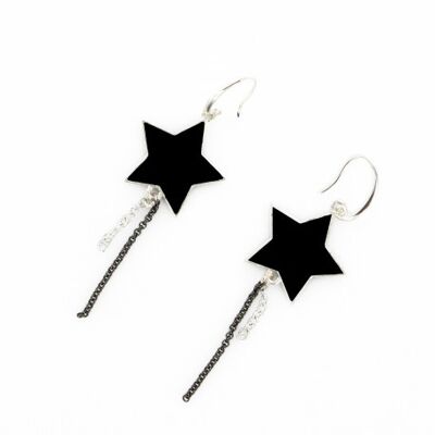 Women's black and silver star earrings