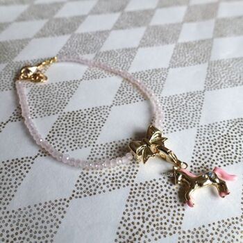 Bracelet Femme cristal rose pâle et noeud doré 2