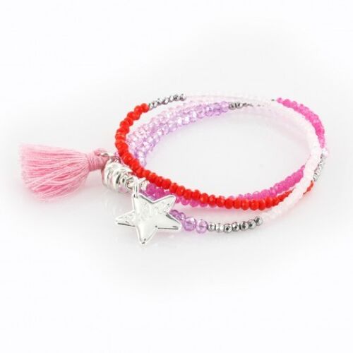 Bracelet Femme triple argenté et multicolore.1