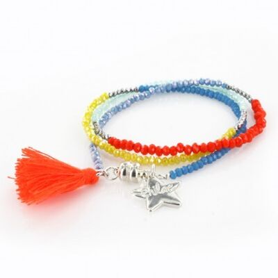 Bracelet Femme triple argenté et multicolore.3