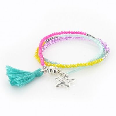 Bracelet Femme triple argenté et multicolore.4