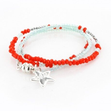 Women's bracelet triple orange and transparent blue