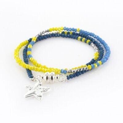 Bracelet Femme triple bleu et jaune