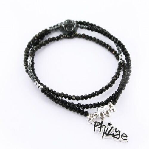 Bracelet Femme triple argenté et noir, style rock