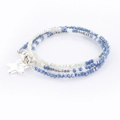 Women's bracelet triple silver and denim blue