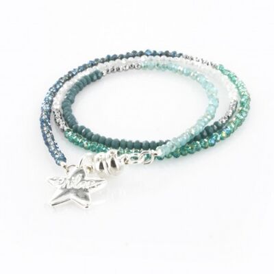 Women's triple silver and turquoise bracelet