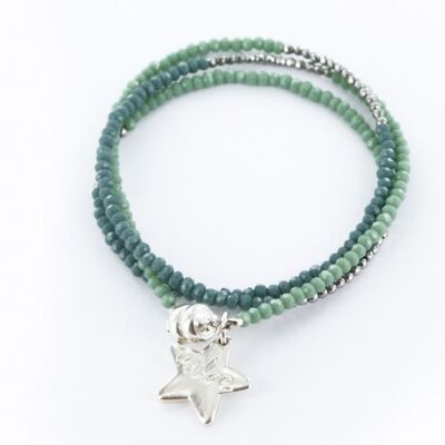 Bracelet Femme triple argenté et vert