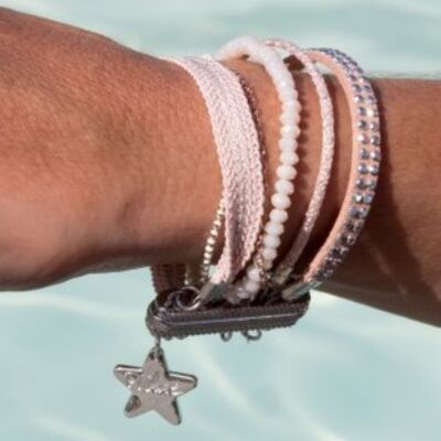 Nudefarbenes magnetisches Manschettenarmband für Damen