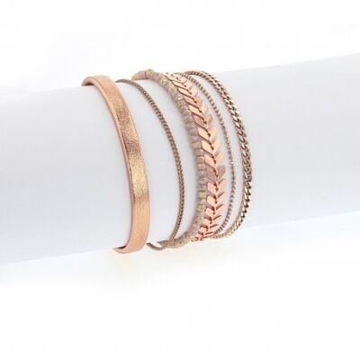 Pulsera de puño magnética de cobre y nude para mujer