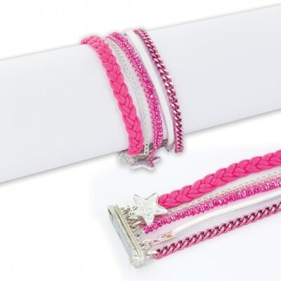 Bracelet Femme manchette aimanté fushia