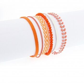 Bracelet Femme manchette aimanté orange et argent