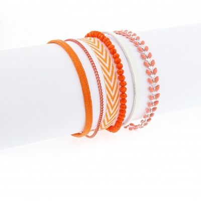 Bracelet Femme manchette aimanté orange et argent