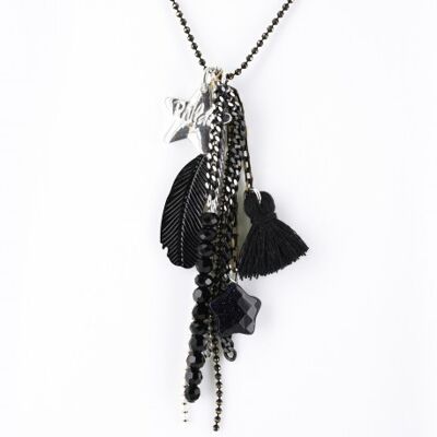 Sautoir Femme "Multi-pendants" noir