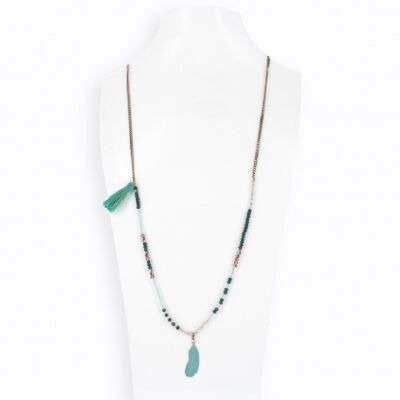 Turquoise and copper degraded crystal women's long necklace