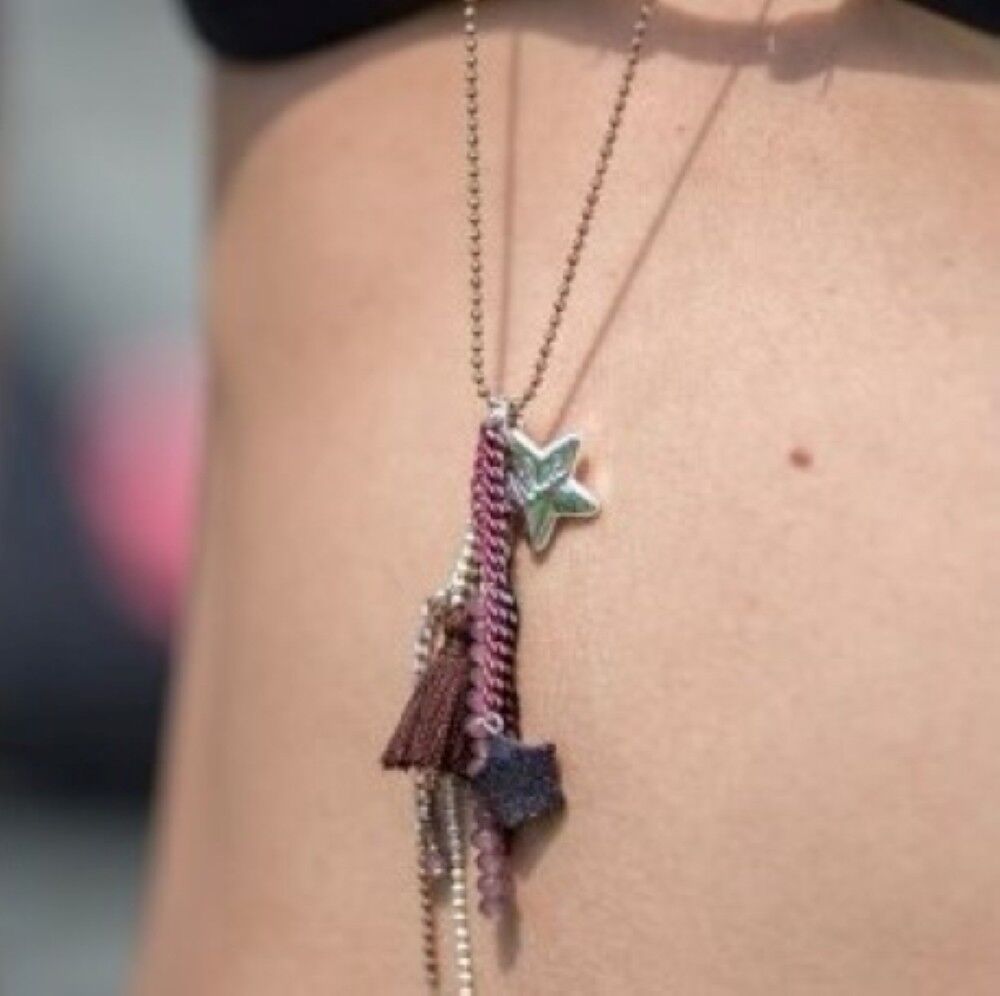 Collar largo de mujer "Multi-colgantes" burdeos